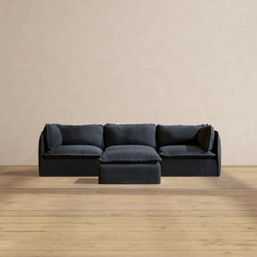 Modular Performance 3-Seater   Ottoman in Indigo | Deluxe Blend