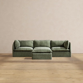 Modular Performance 3-Seater   Ottoman in Willow | Deluxe Blend