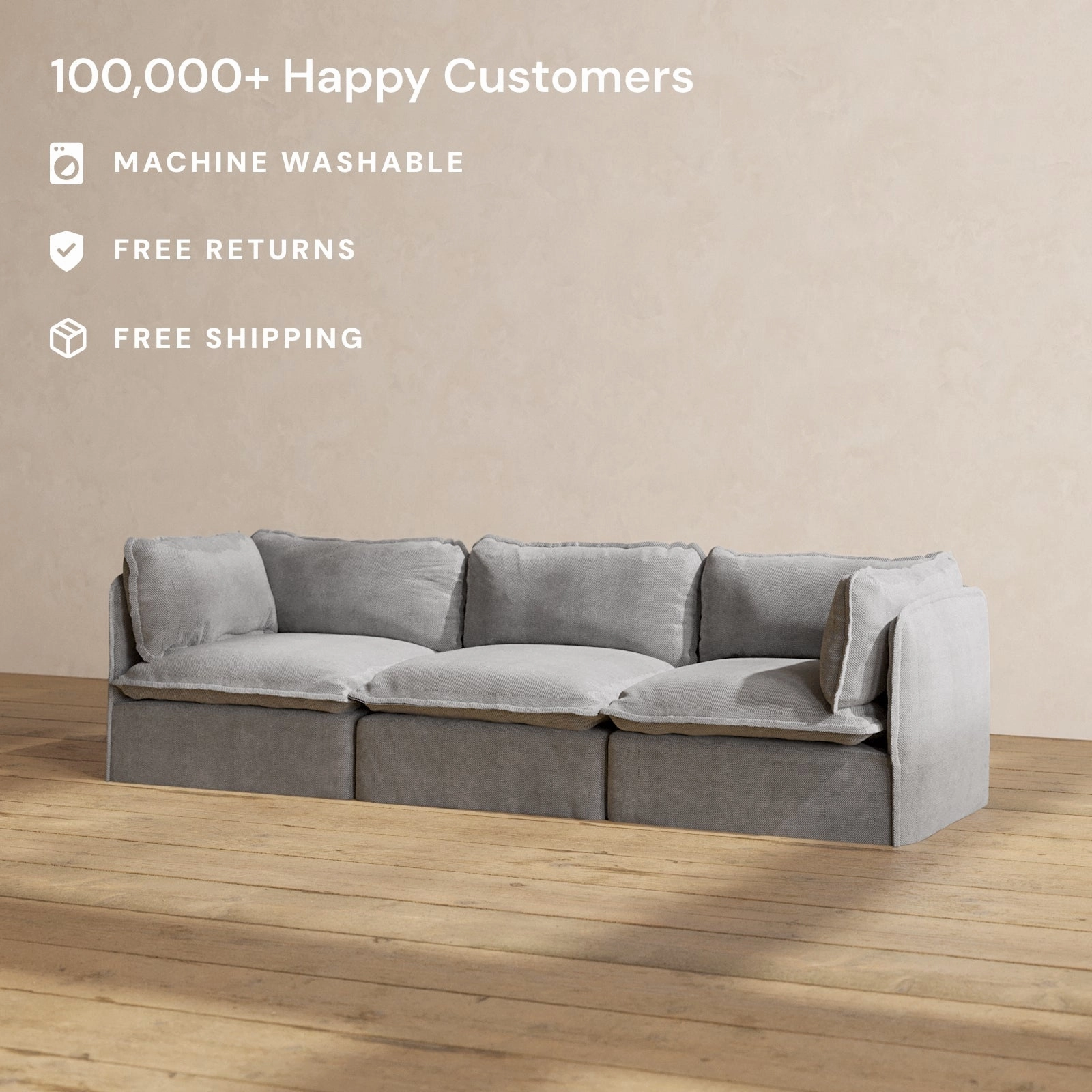 Modular Performance 3-Seater in Ash | Deluxe Blend