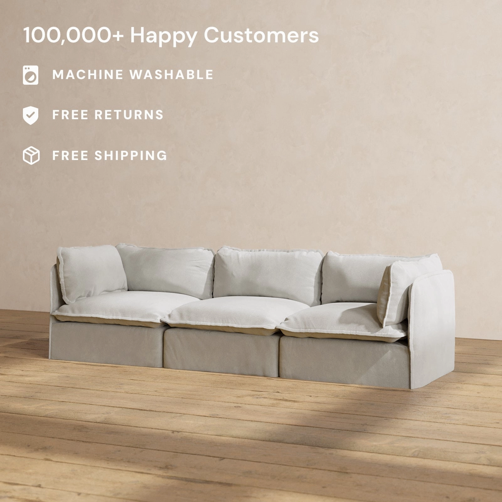Modular Performance 3-Seater in Cloud | Deluxe Blend