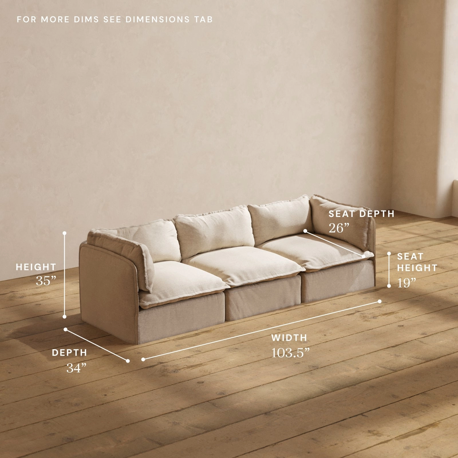 Modular Performance 3-Seater in Oat | Deluxe Blend