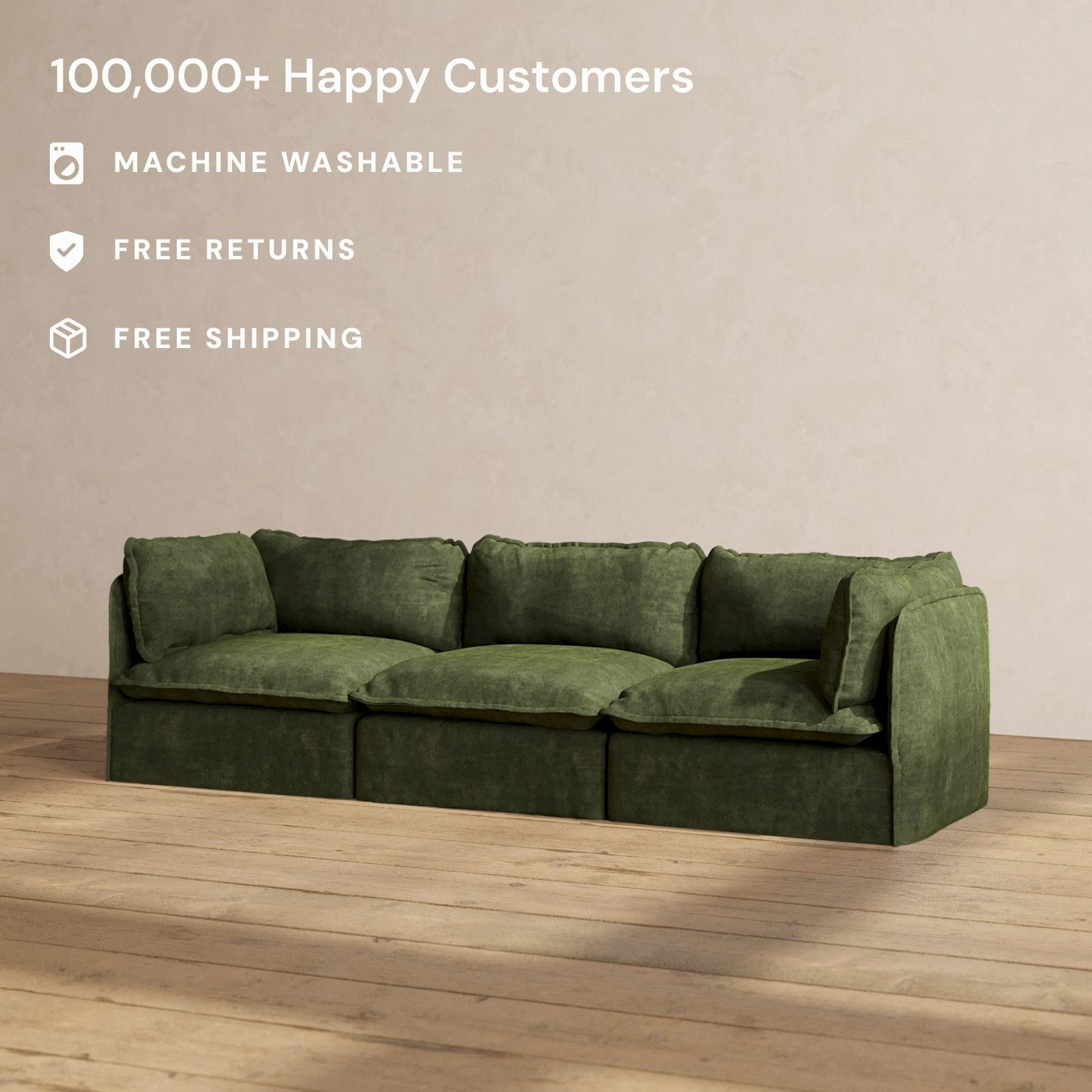 Modular Performance 3-Seater in Olive | Deluxe Blend