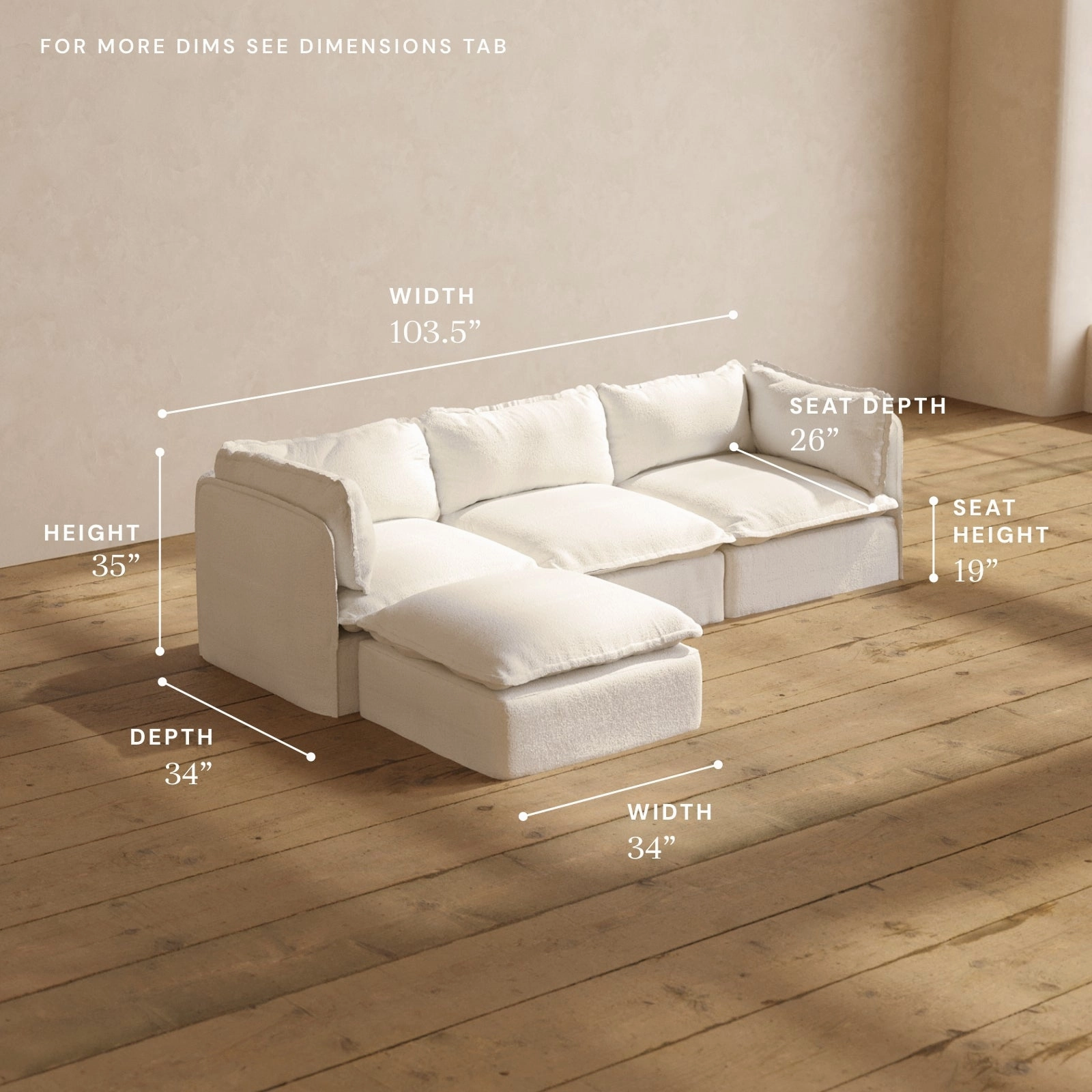 Modular Performance 3-Seater Sectional in Mousse | Relaxed Blend