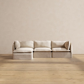 Modular Performance 3-Seater Sectional in Oat | Deluxe Blend