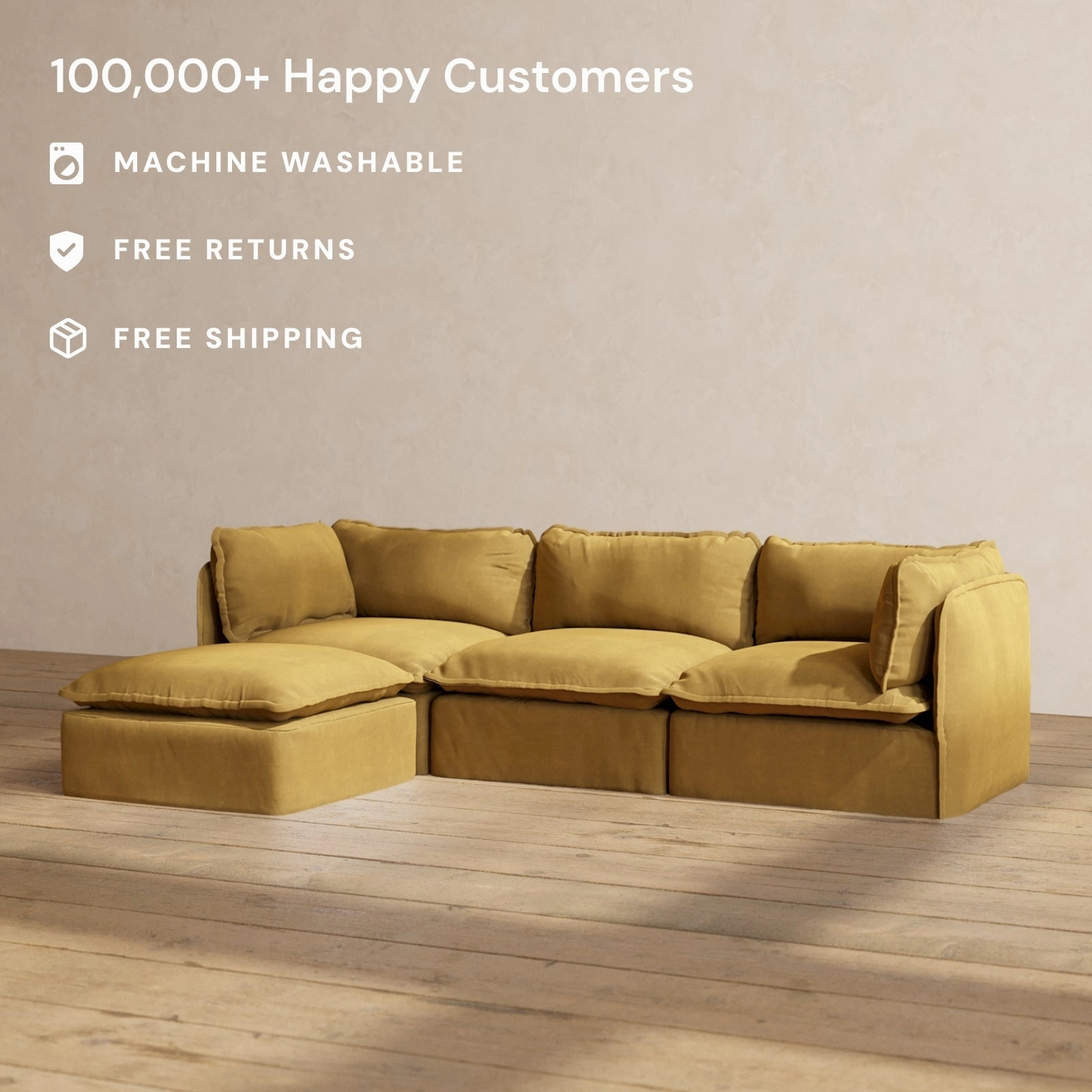 Modular Performance 3-Seater Sectional in Toffee | Deluxe Blend
