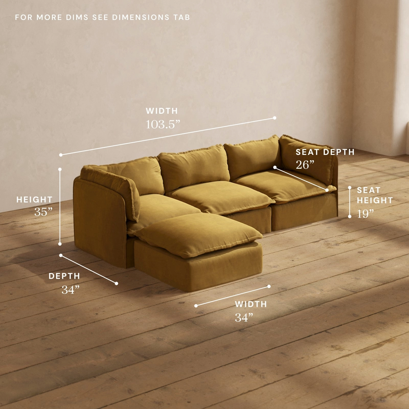 Modular Performance 3-Seater Sectional in Toffee | Deluxe Blend