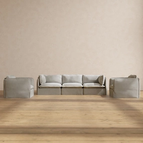 Modular Performance 3-Seater Sofa   Armchair Set in Cloud | Deluxe Blend