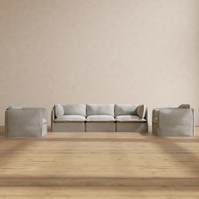 Modular Performance 3-Seater Sofa   Armchair Set in Cloud | Relaxed Blend