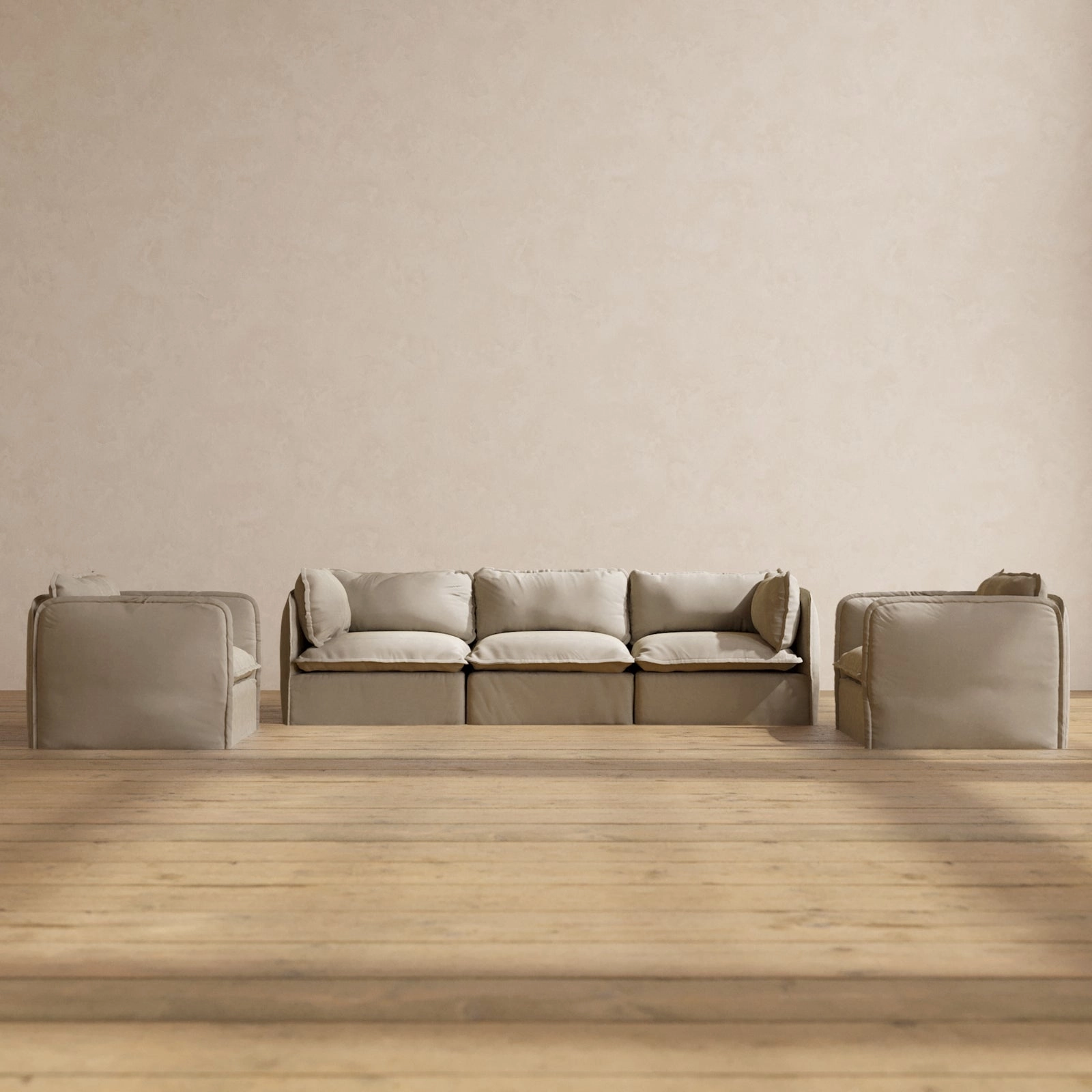 Modular Performance 3-Seater Sofa   Armchair Set in Dune | Deluxe Blend