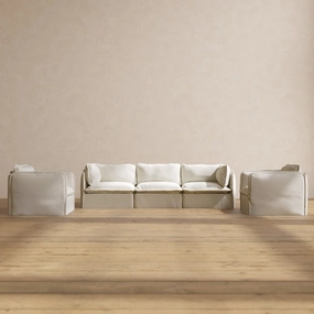 Modular Performance 3-Seater Sofa   Armchair Set in Eggshell | Relaxed Blend