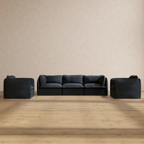 Modular Performance 3-Seater Sofa   Armchair Set in Indigo | Relaxed Blend
