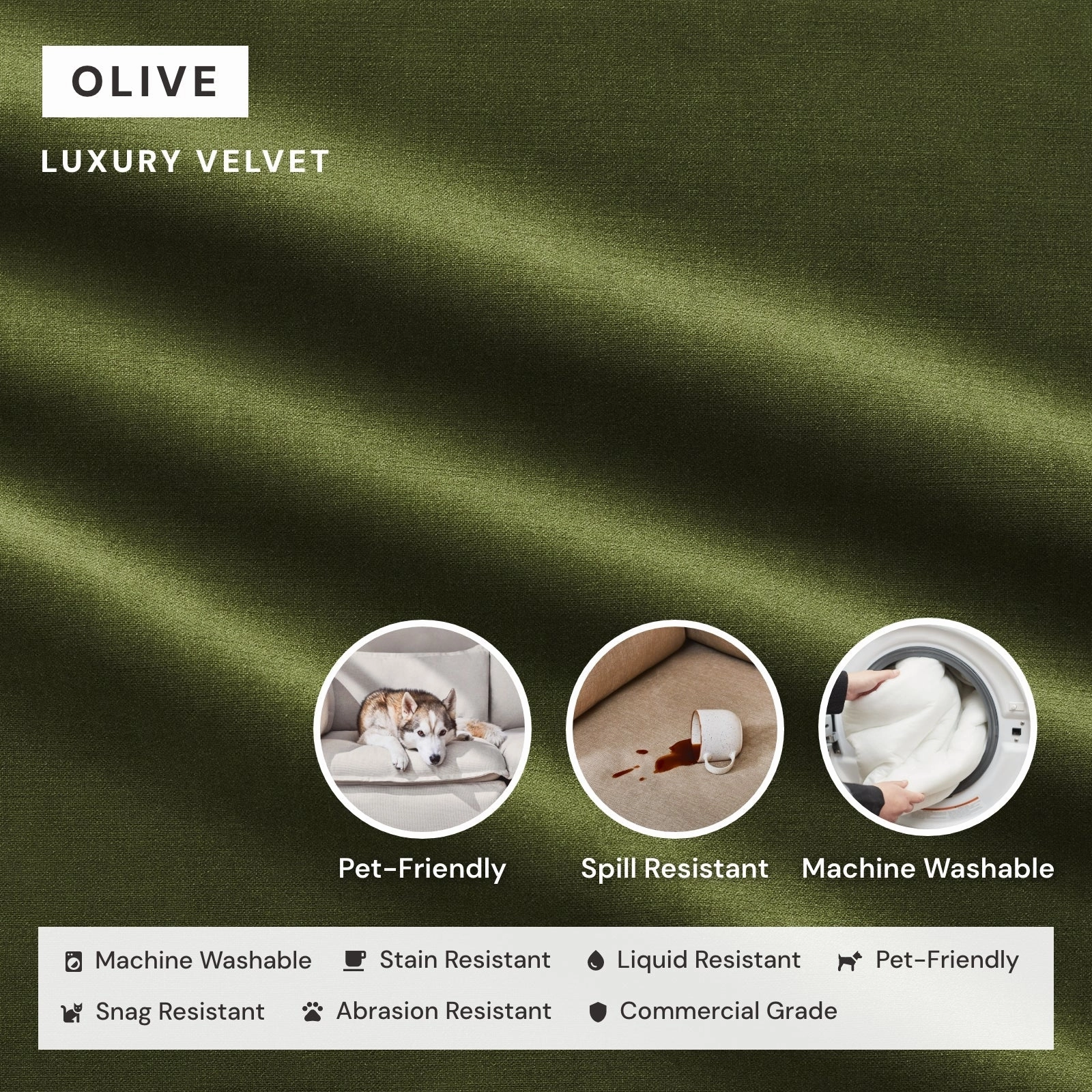Modular Performance 3-Seater Sofa   Armchair Set in Olive | Relaxed Blend