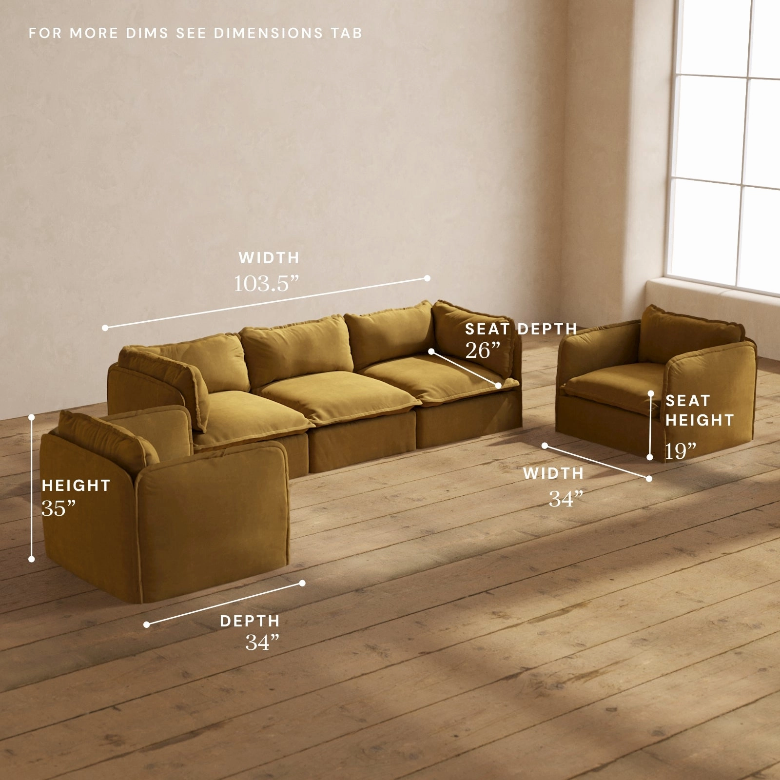 Modular Performance 3-Seater Sofa   Armchair Set in Toffee | Deluxe Blend