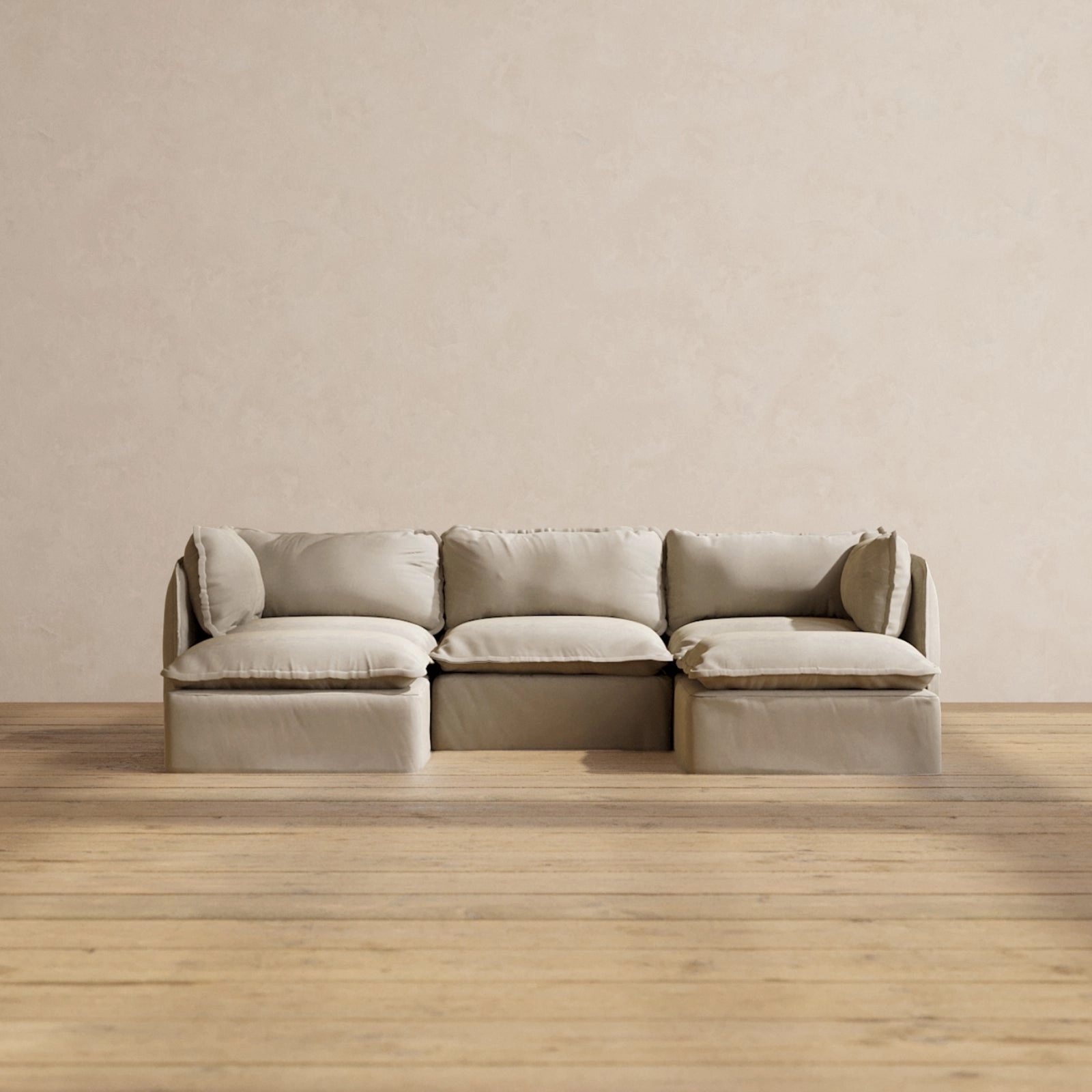 Modular Performance 3-Seater U-Sectional in Dune | Deluxe Blend