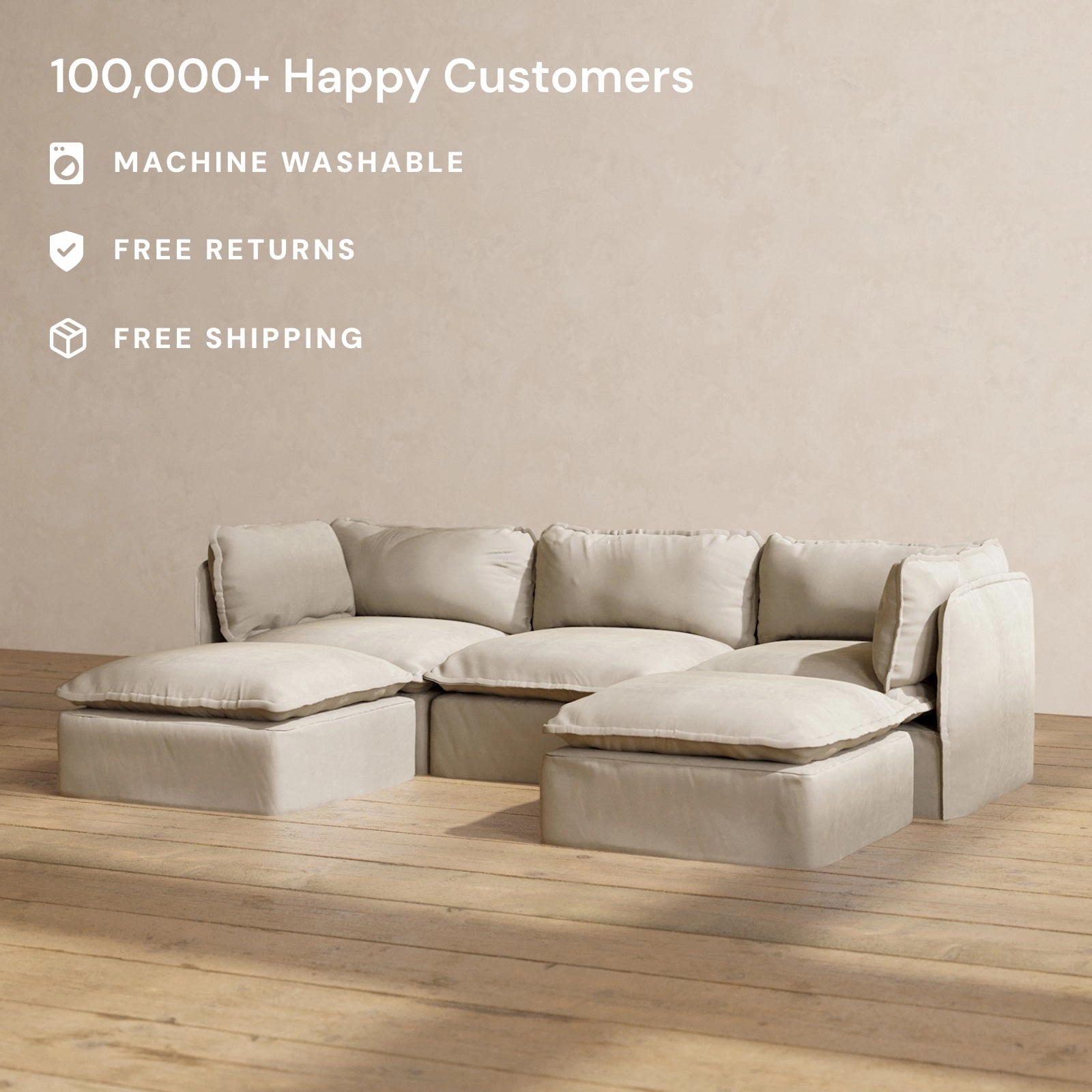 Modular Performance 3-Seater U-Sectional in Dune | Relaxed Blend