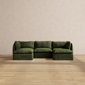 Modular Performance 3-Seater U-Sectional in Olive | Deluxe Blend