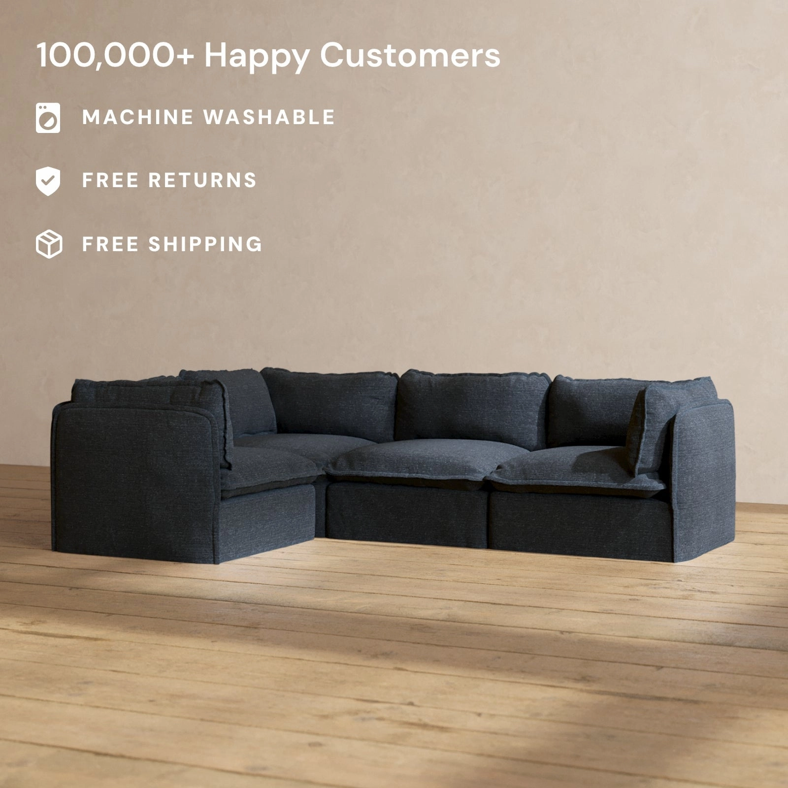 Modular Performance 4-Seater Corner Sectional in Indigo | Deluxe Blend