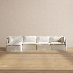 Modular Performance 4-Seater Sectional in Eggshell | Relaxed Blend