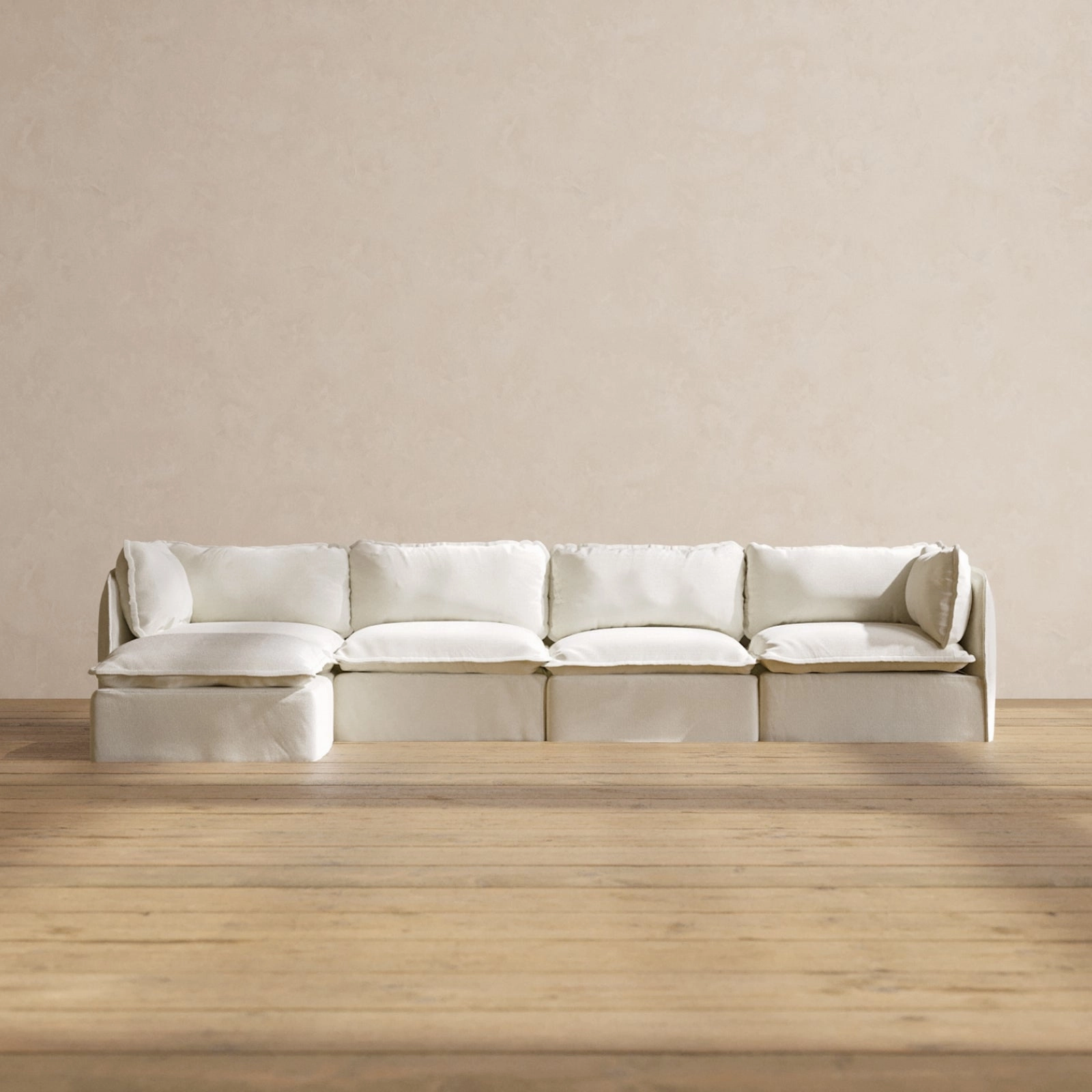 Modular Performance 4-Seater Sectional in Eggshell | Relaxed Blend