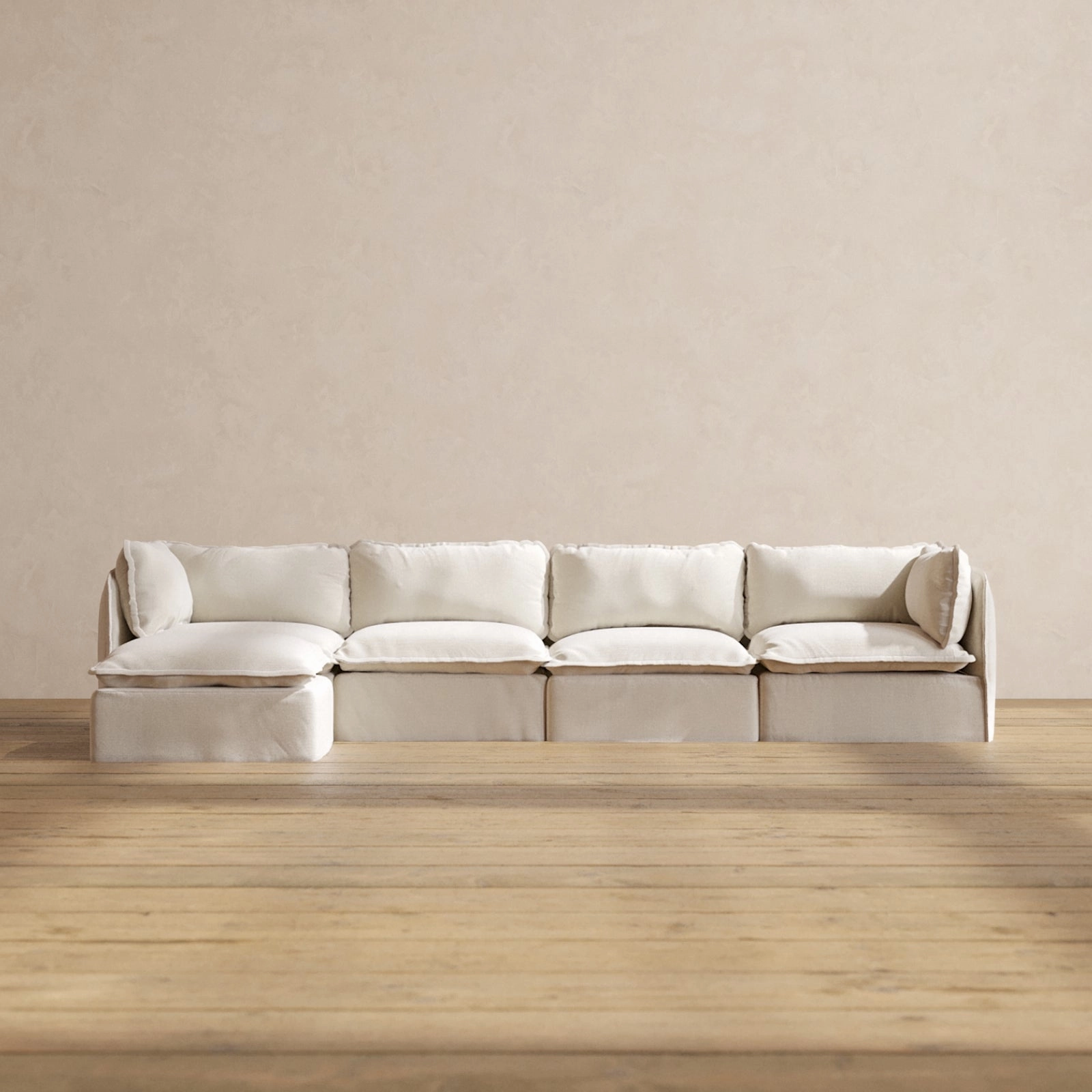 Modular Performance 4-Seater Sectional in Flour | Deluxe Blend