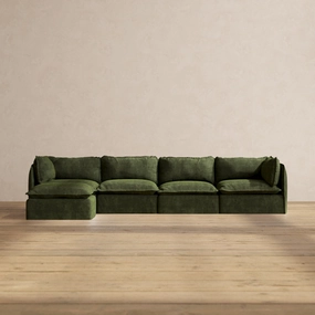Modular Performance 4-Seater Sectional in Olive | Deluxe Blend
