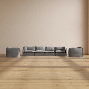 Modular Performance 4-Seater Sofa   Armchair Set in Ash | Relaxed Blend