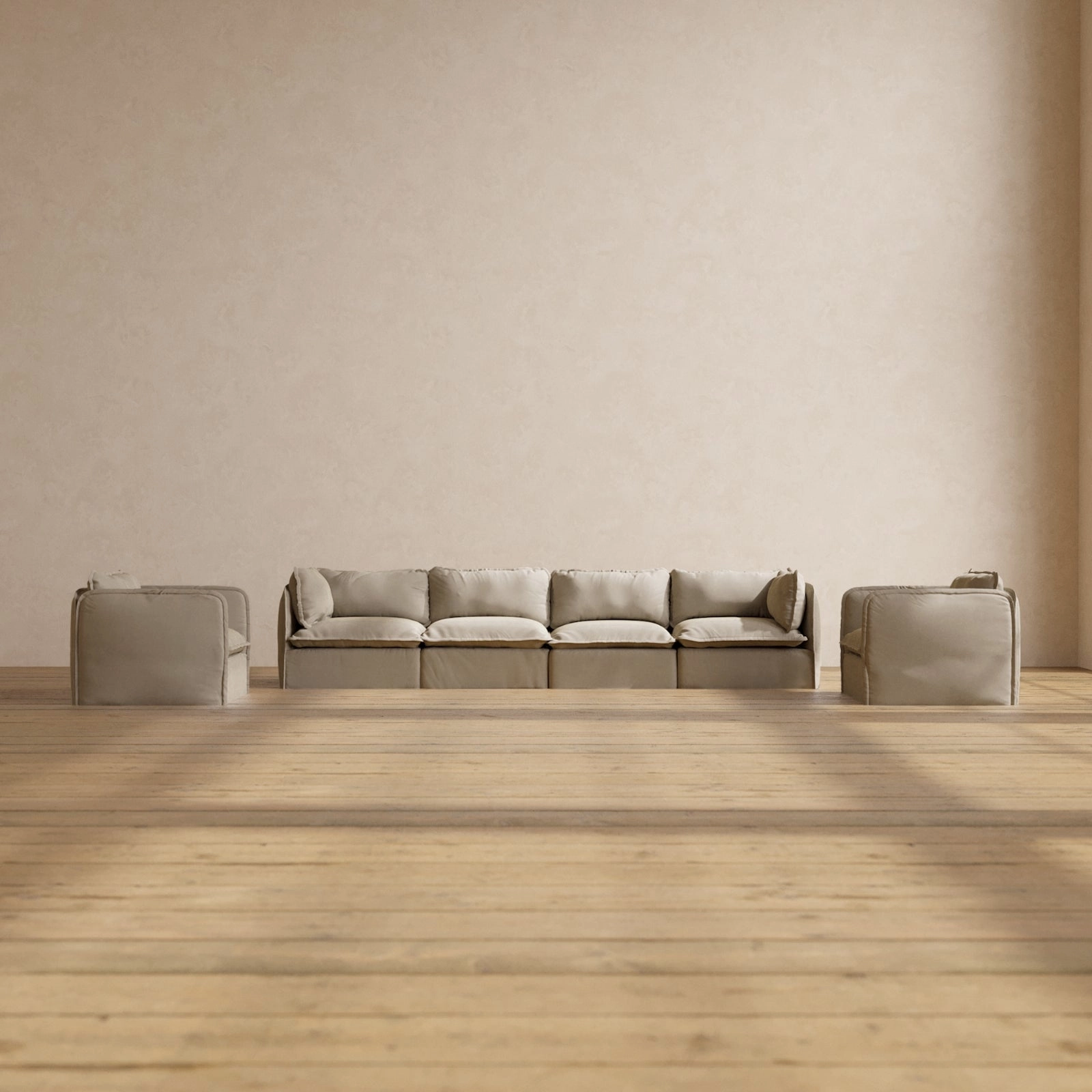 Modular Performance 4-Seater Sofa   Armchair Set in Dune | Relaxed Blend