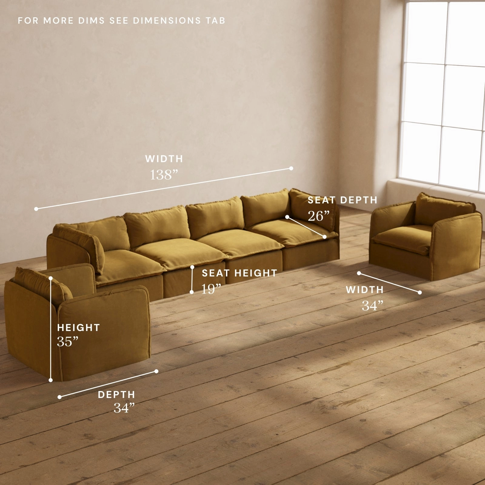 Modular Performance 4-Seater Sofa   Armchair Set in Toffee | Deluxe Blend