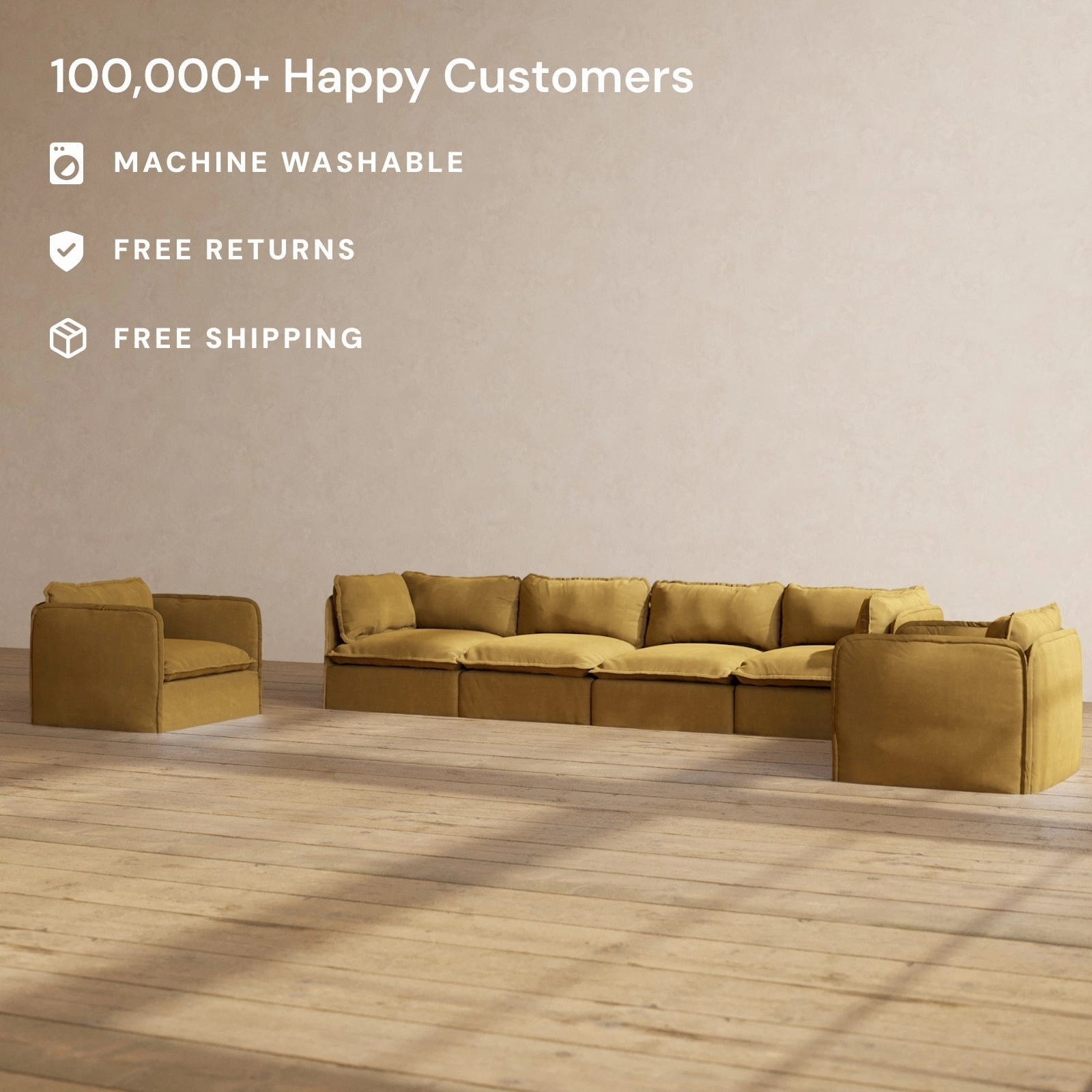 Modular Performance 4-Seater Sofa   Armchair Set in Toffee | Relaxed Blend
