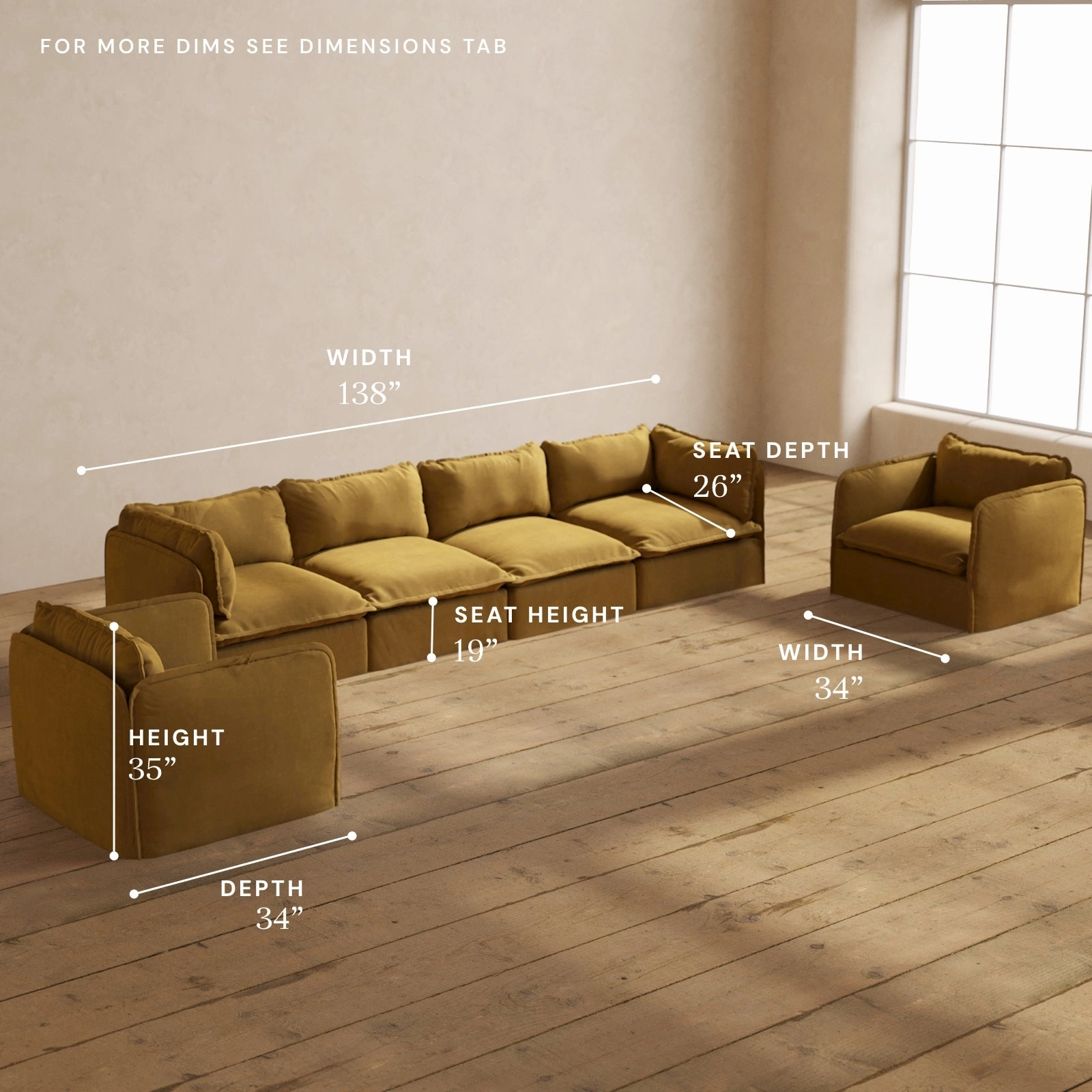 Modular Performance 4-Seater Sofa   Armchair Set in Toffee | Relaxed Blend