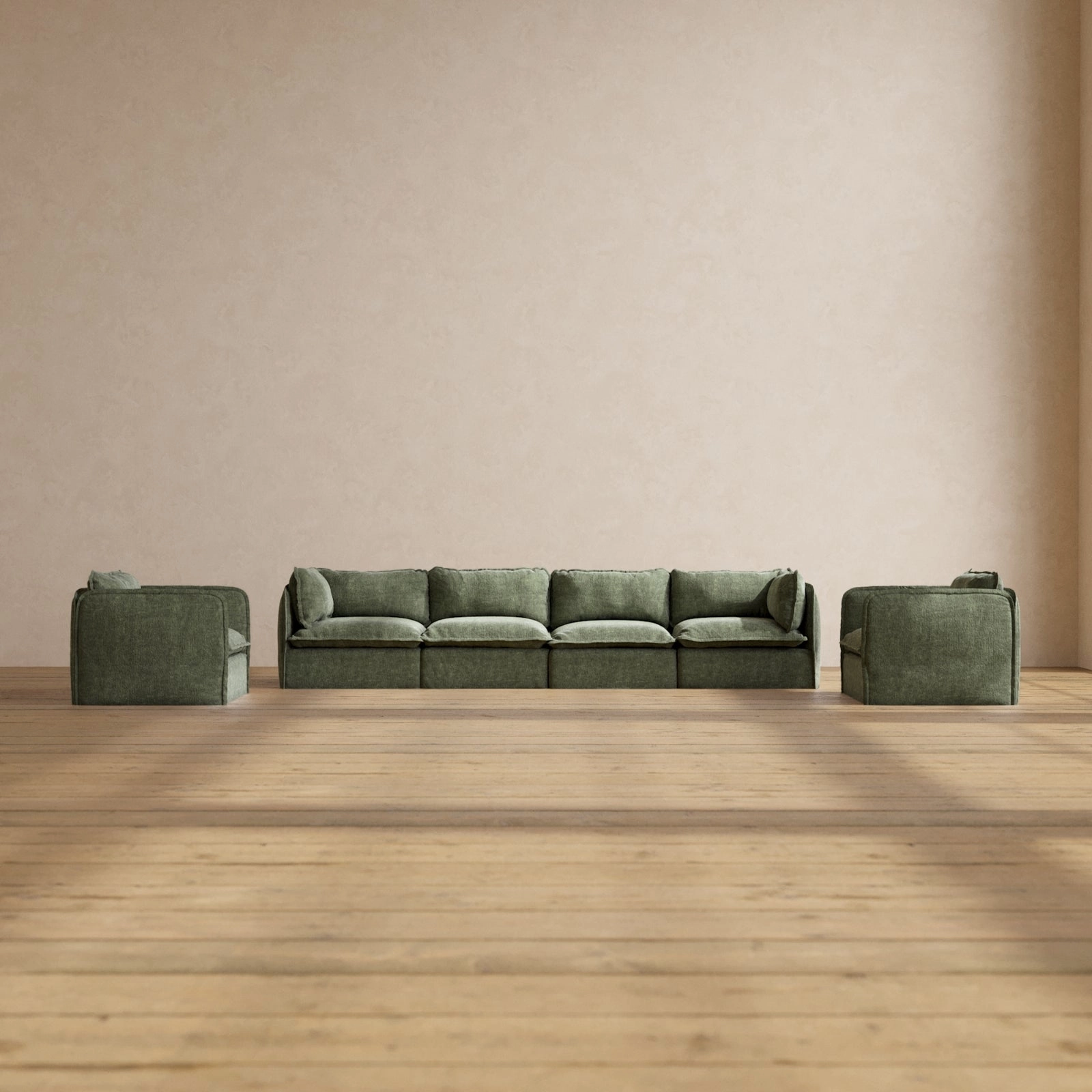 Modular Performance 4-Seater Sofa   Armchair Set in Willow | Deluxe Blend