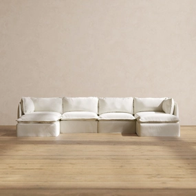 Modular Performance 4-Seater U-Sectional in Eggshell | Deluxe Blend