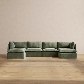 Modular Performance 4-Seater U-Sectional in Willow | Relaxed Blend