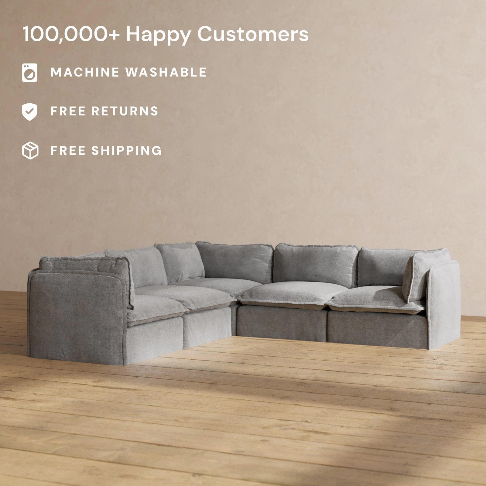 Modular Performance 5-Seater Corner Sectional in Ash | Deluxe Blend