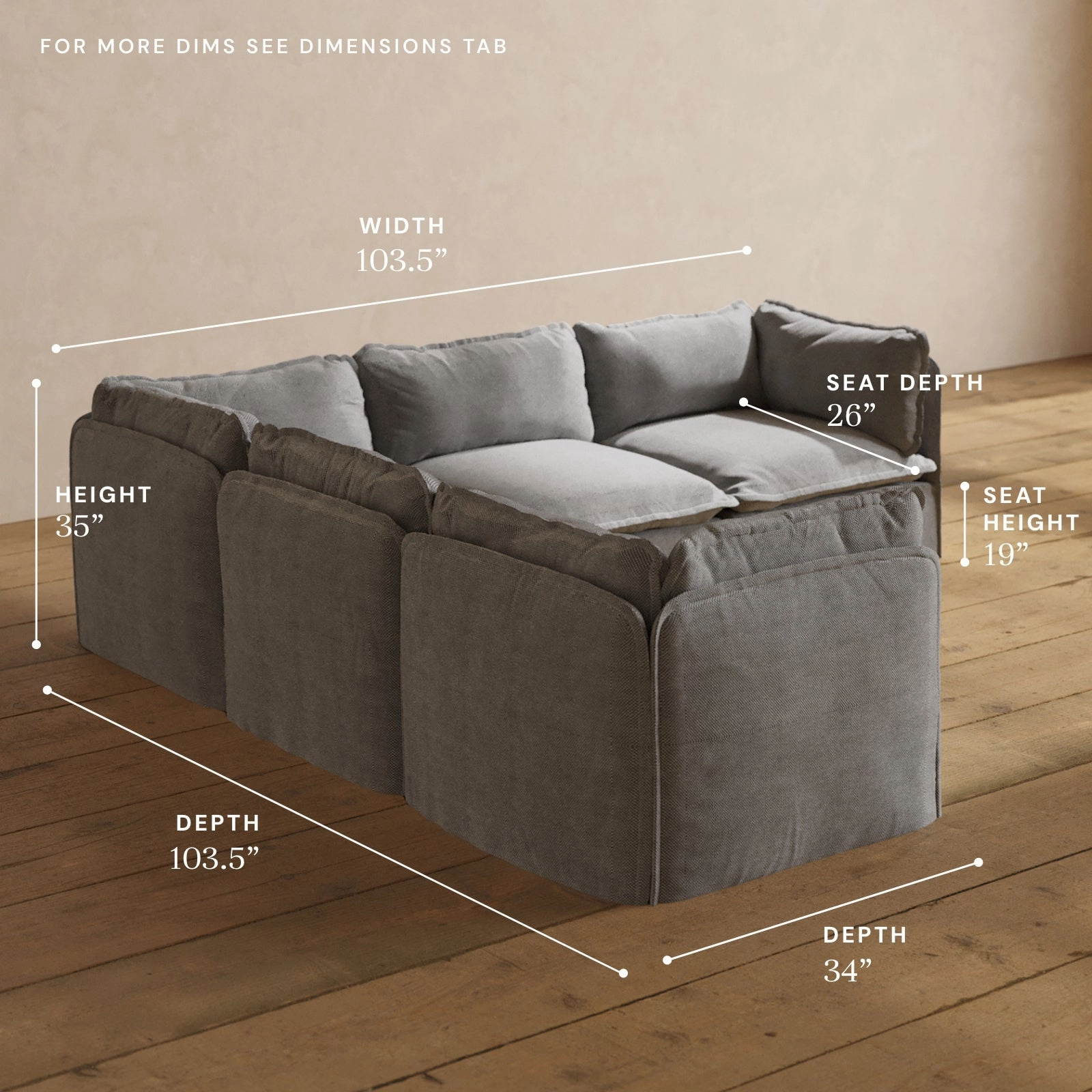 Modular Performance 5-Seater Corner Sectional in Ash | Deluxe Blend