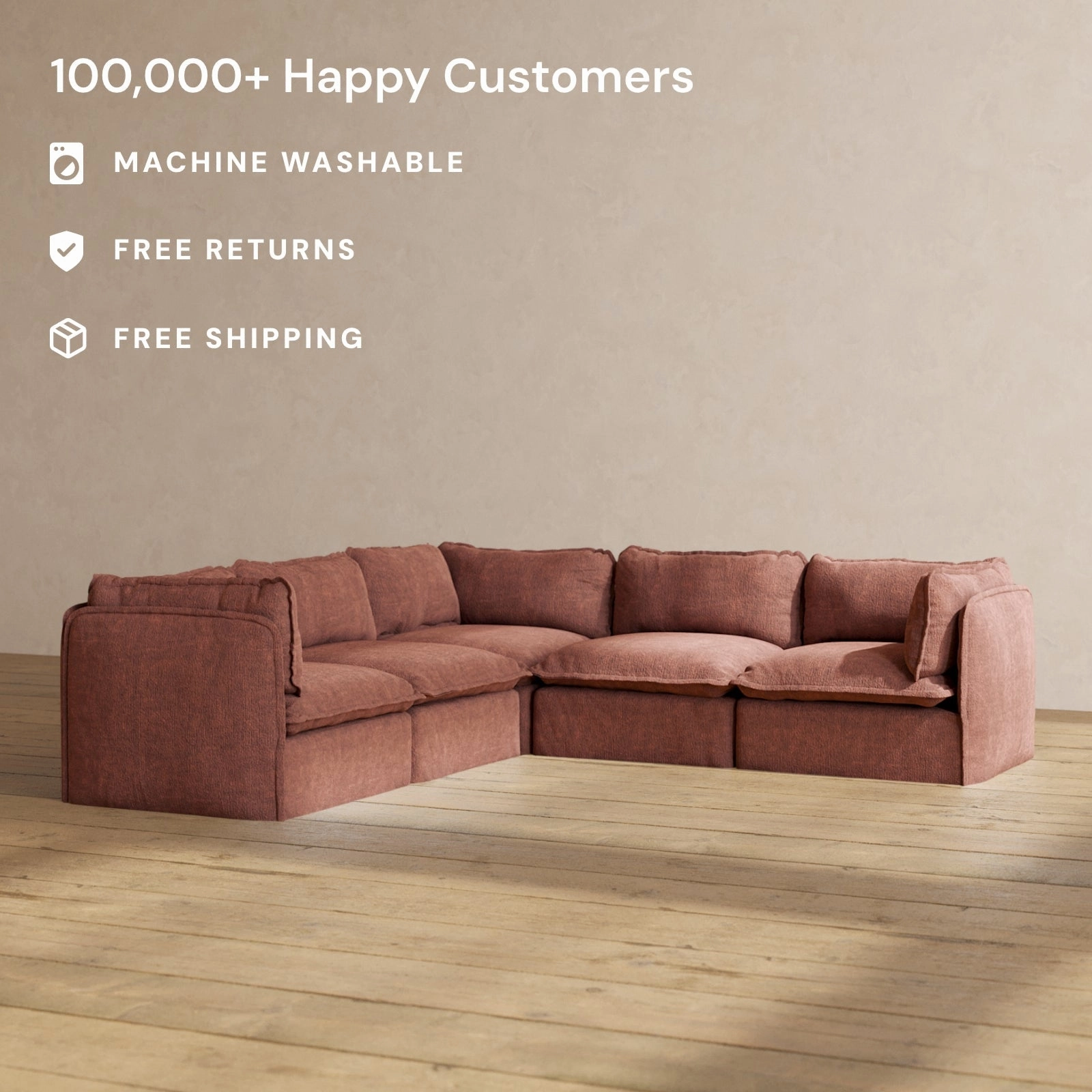 Modular Performance 5-Seater Corner Sectional in Chestnut | Deluxe Blend
