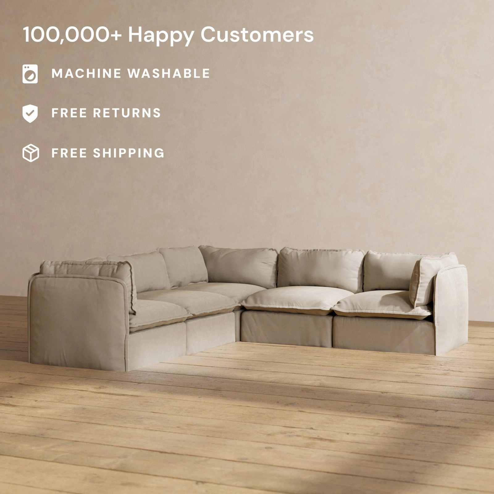 Modular Performance 5-Seater Corner Sectional in Dune | Relaxed Blend
