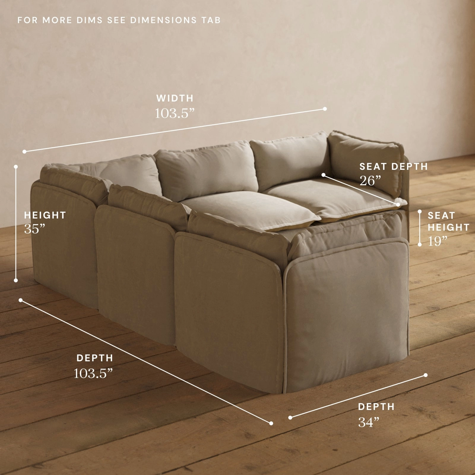 Modular Performance 5-Seater Corner Sectional in Dune | Relaxed Blend