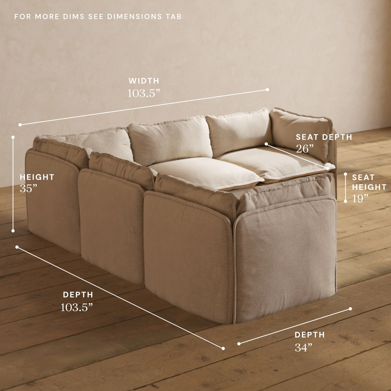 Modular Performance 5-Seater Corner Sectional in Oat | Relaxed Blend