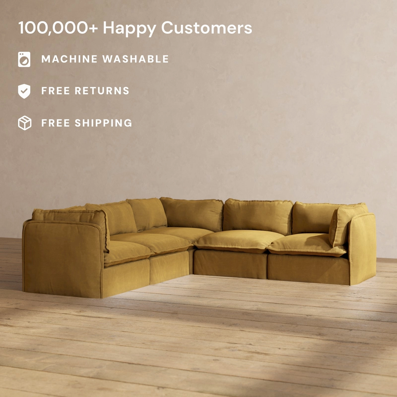 Modular Performance 5-Seater Corner Sectional in Toffee | Relaxed Blend