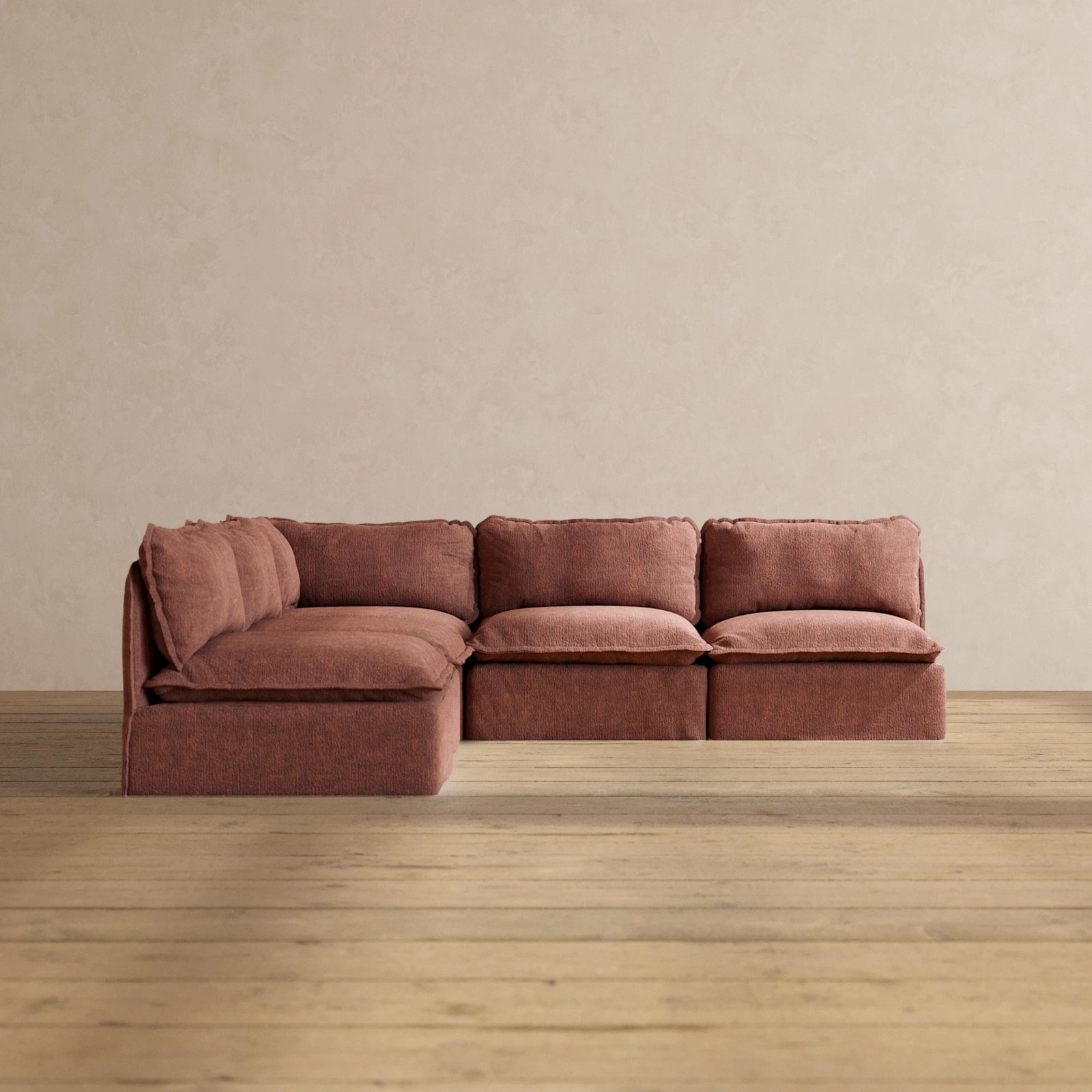 Modular Performance 5-Seater Open-Ends Corner Sectional in Chestnut | Deluxe Blend
