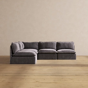 Modular Performance 5-Seater Open-Ends Corner Sectional in Cinder | Deluxe Blend
