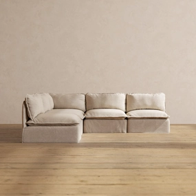 Modular Performance 5-Seater Open-Ends Corner Sectional in Oat | Deluxe Blend