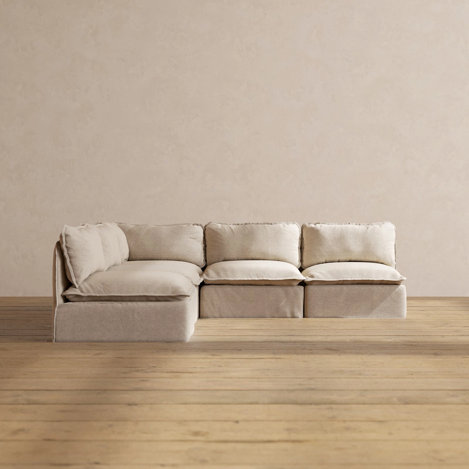 Modular Performance 5-Seater Open-Ends Corner Sectional in Oat | Deluxe Blend