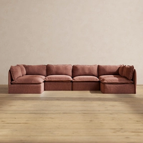 Modular Performance 6-Seater Open-Ends U-Sectional in Chestnut | Deluxe Blend