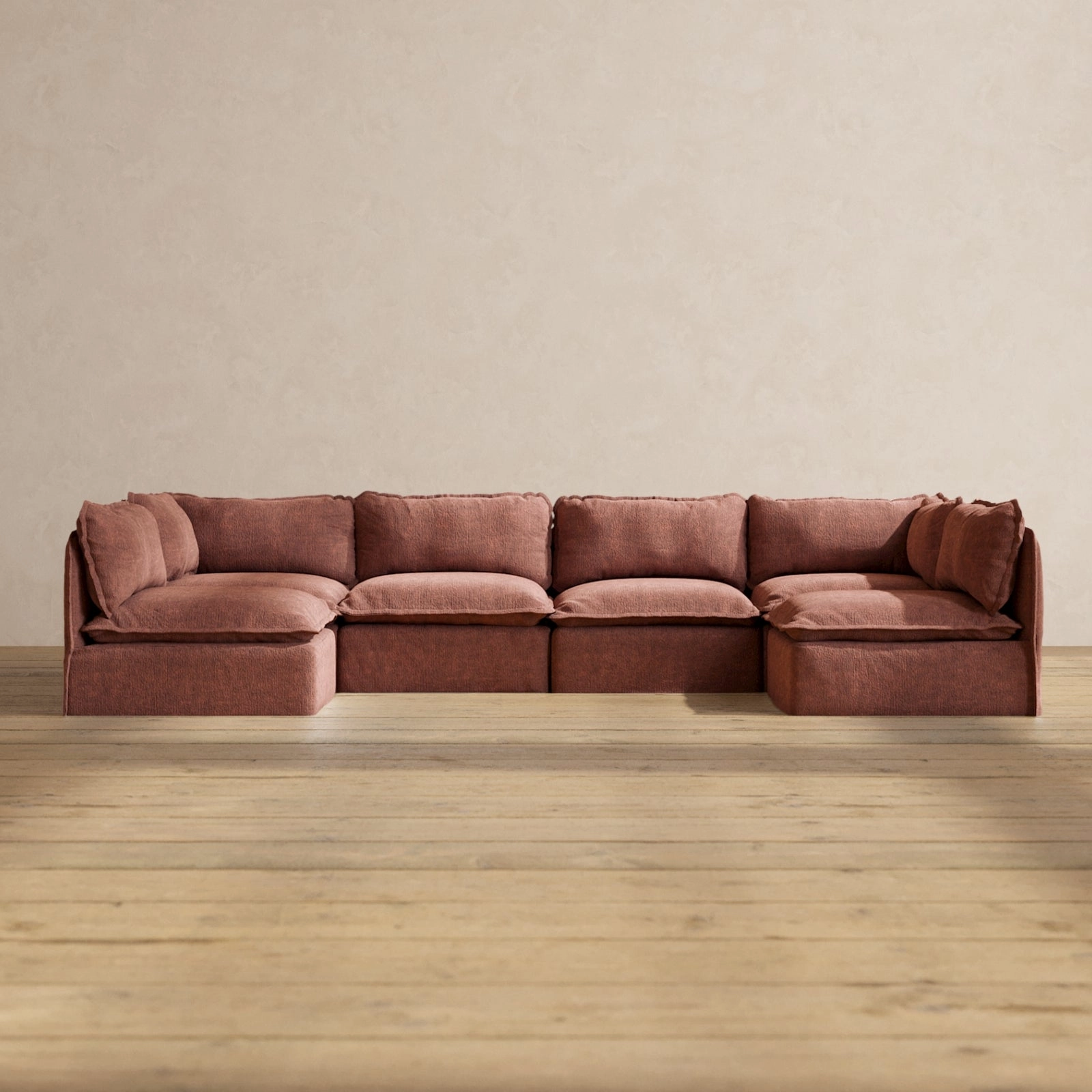Modular Performance 6-Seater Open-Ends U-Sectional in Chestnut | Deluxe Blend