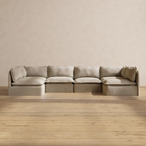 Modular Performance 6-Seater Open-Ends U-Sectional in Dune | Deluxe Blend