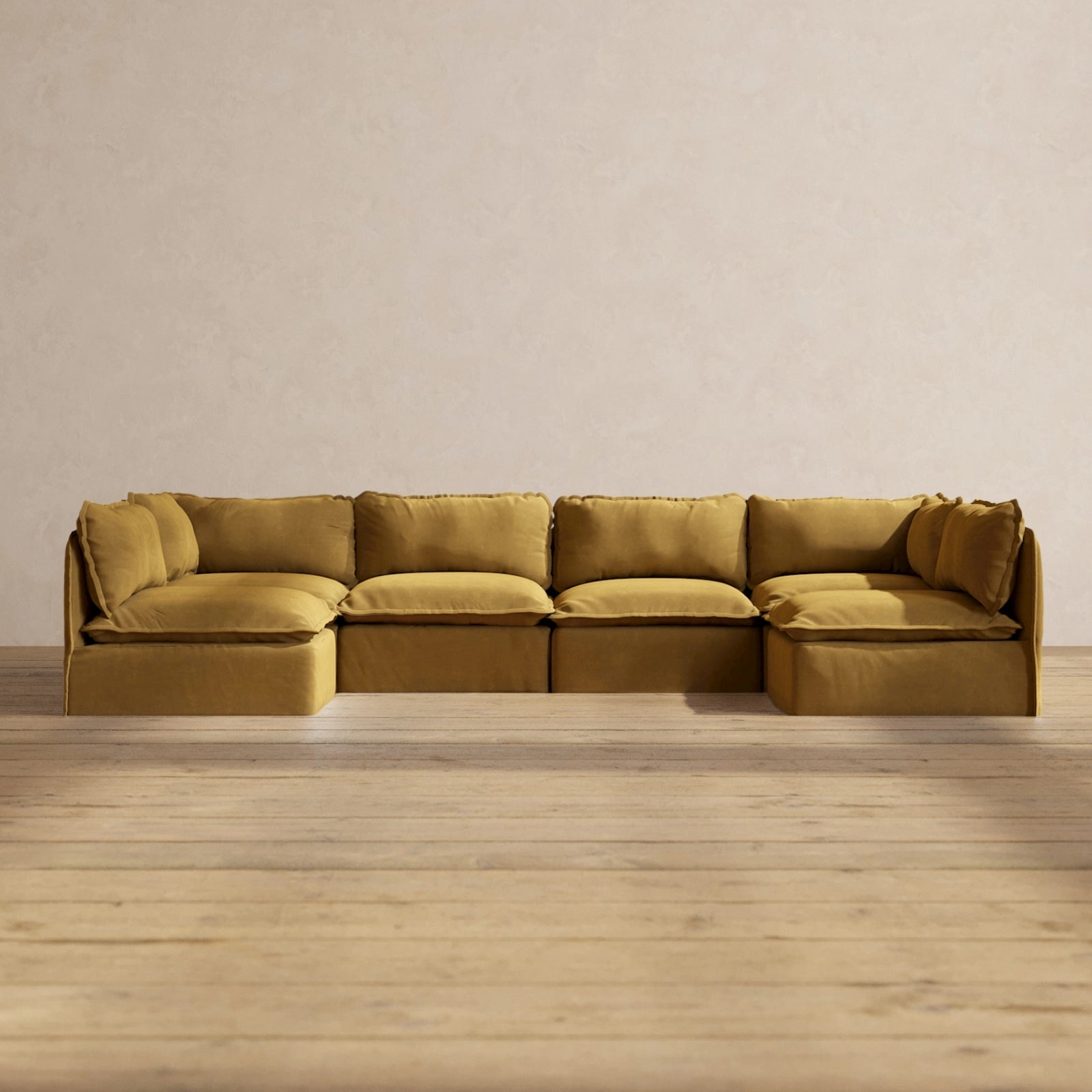 Modular Performance 6-Seater Open-Ends U-Sectional in Toffee | Relaxed Blend