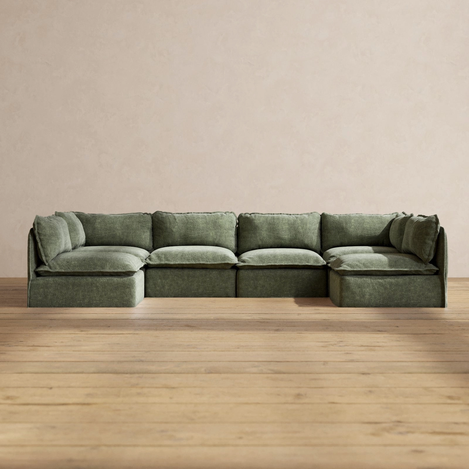 Modular Performance 6-Seater Open-Ends U-Sectional in Willow | Deluxe Blend