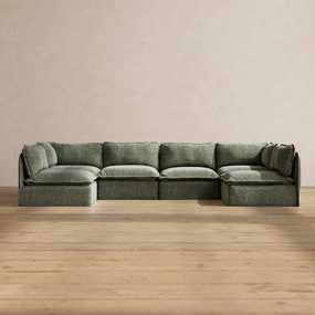 Modular Performance 6-Seater Open-Ends U-Sectional in Willow | Deluxe Blend
